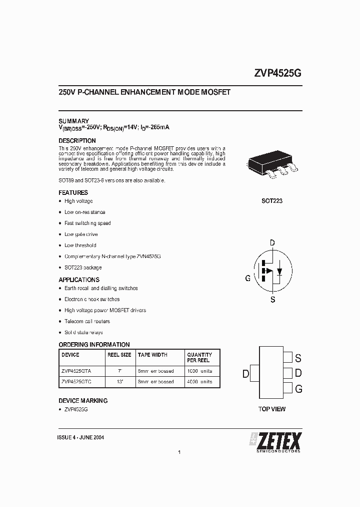 ZVP4525GTA_1732146.PDF Datasheet