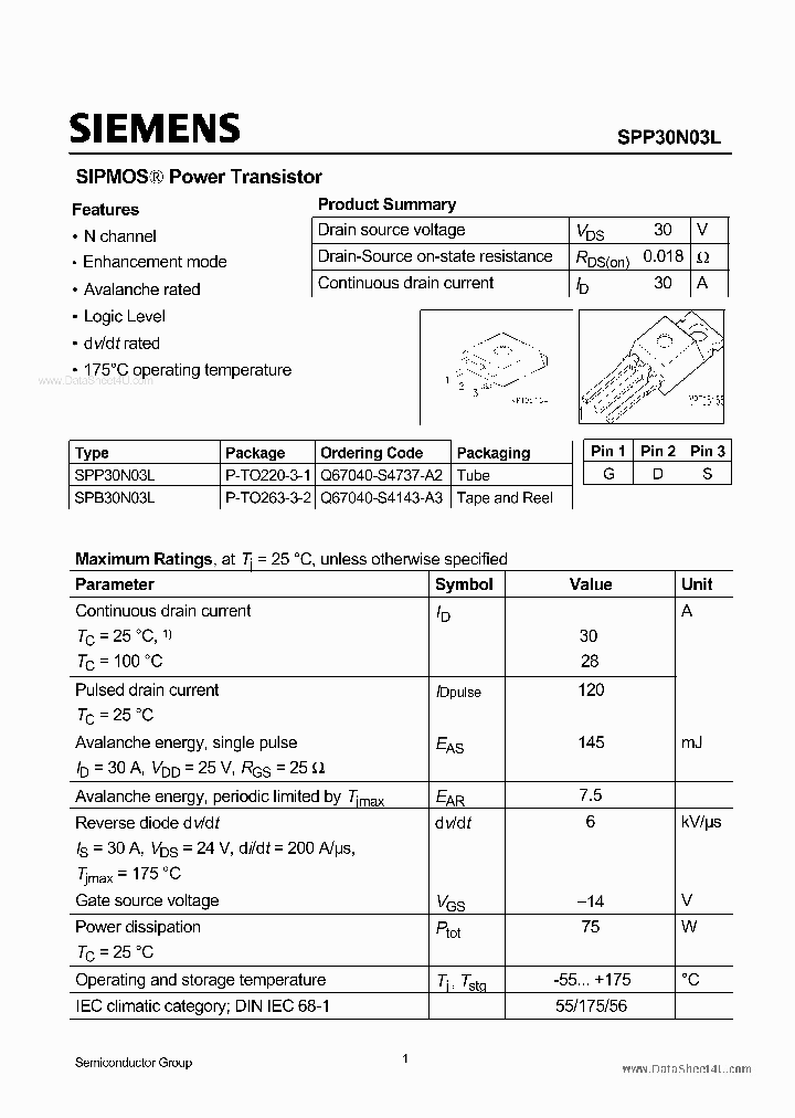 SPB30N03L_1732771.PDF Datasheet