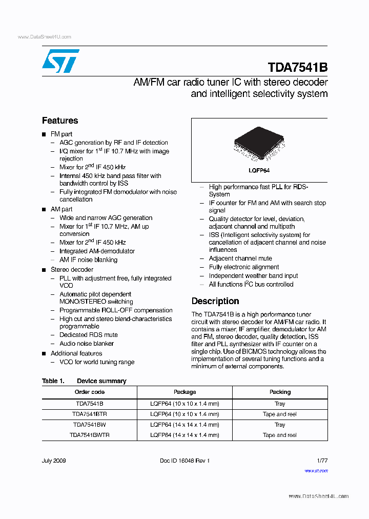 TDA7541B_1758510.PDF Datasheet