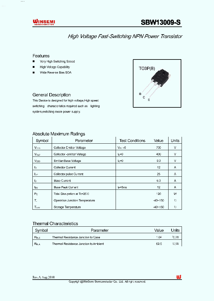 SBW13009-S_1791255.PDF Datasheet