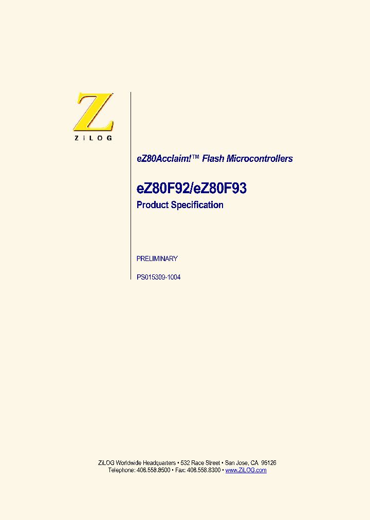 EZ80F92AZ020EC_1847441.PDF Datasheet