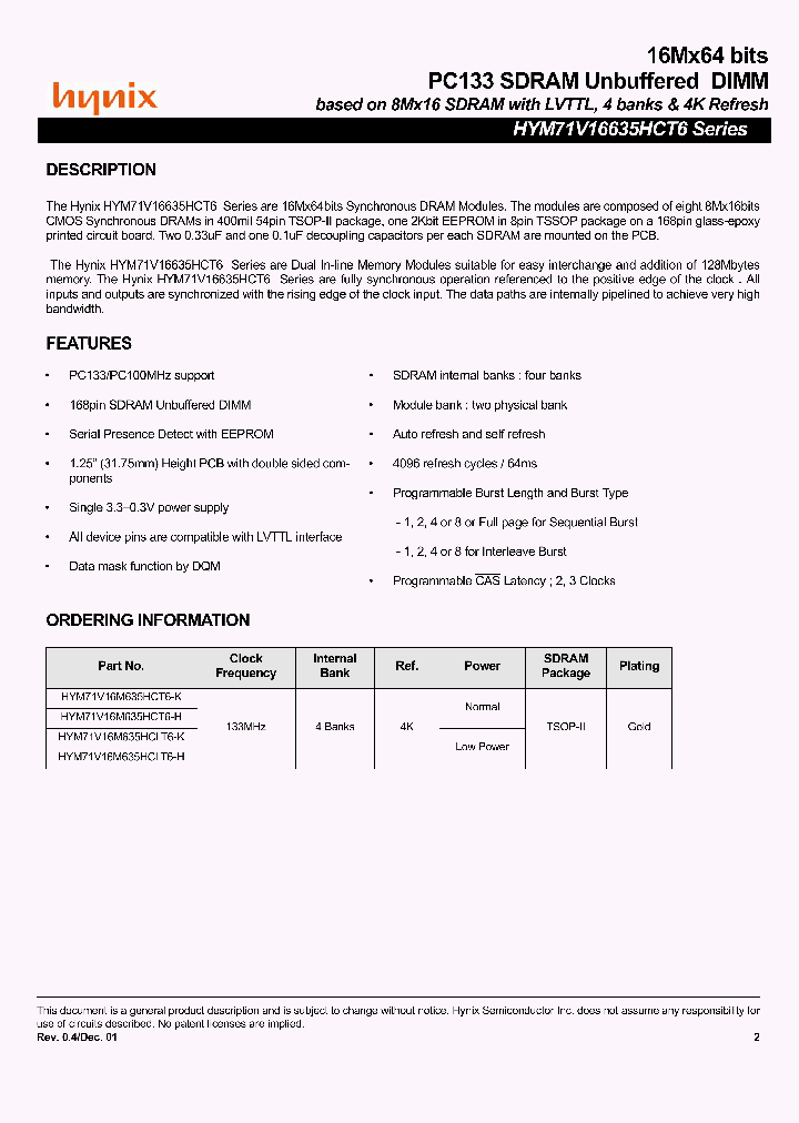 HYM71V16635HCT6_1705326.PDF Datasheet