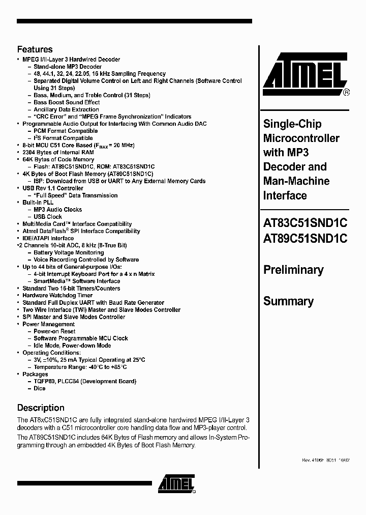 AT89C51SND1C-ROTIL_1863640.PDF Datasheet