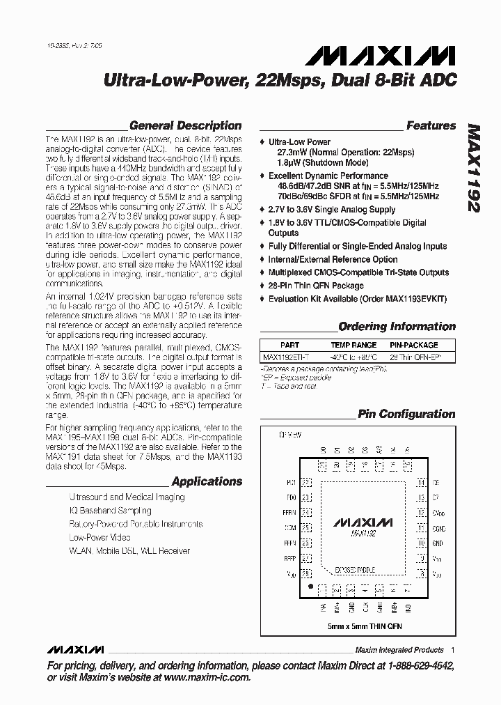 MAX1192ETI_1907380.PDF Datasheet