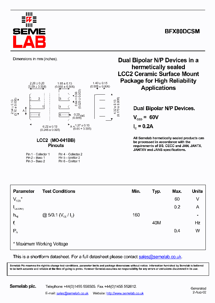BFX80DCSM_1932872.PDF Datasheet
