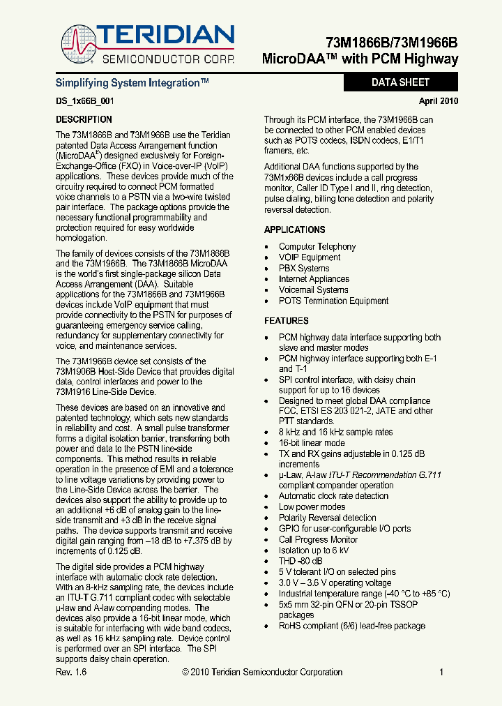 73M1906B-IVTF_1941204.PDF Datasheet