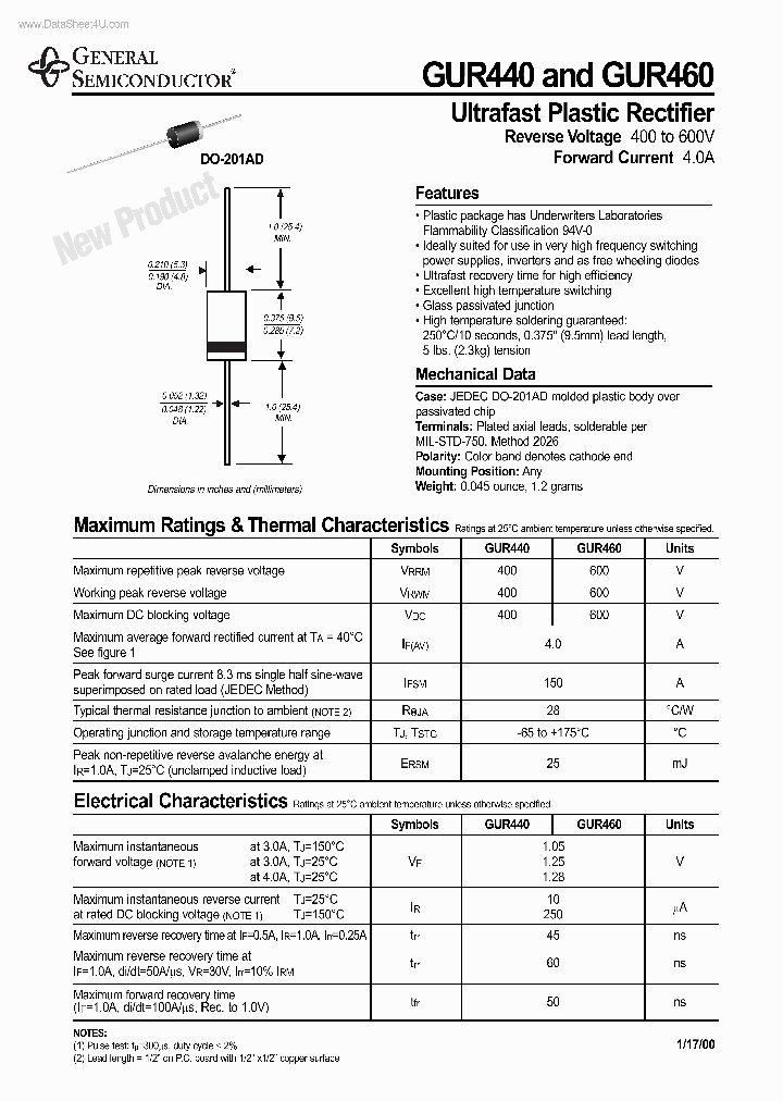 GUR460_1964232.PDF Datasheet