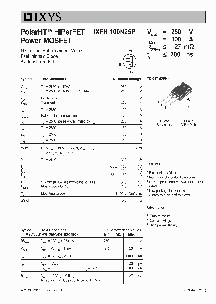 IXFH100N25P_2025753.PDF Datasheet