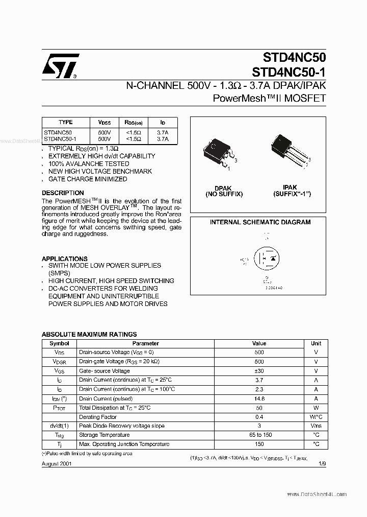 STD4NC50_2037586.PDF Datasheet