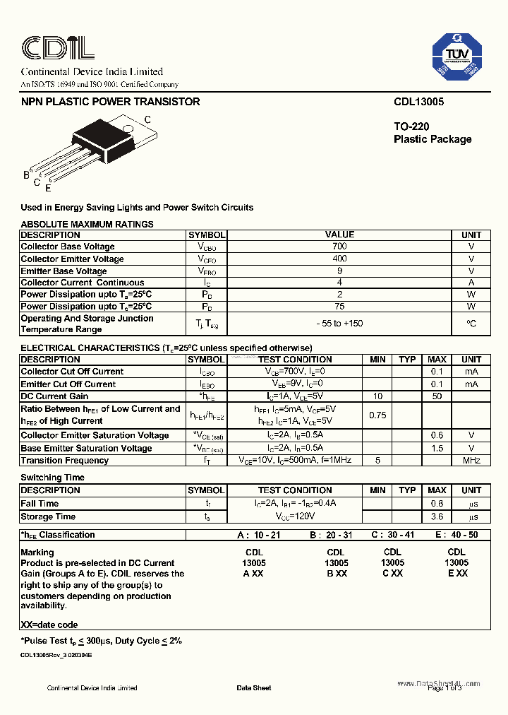 CDL13005_2086762.PDF Datasheet