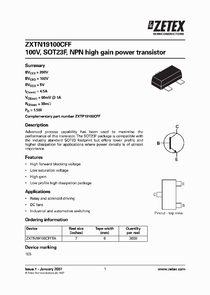 ZXTN19100CFF_2094625.PDF Datasheet