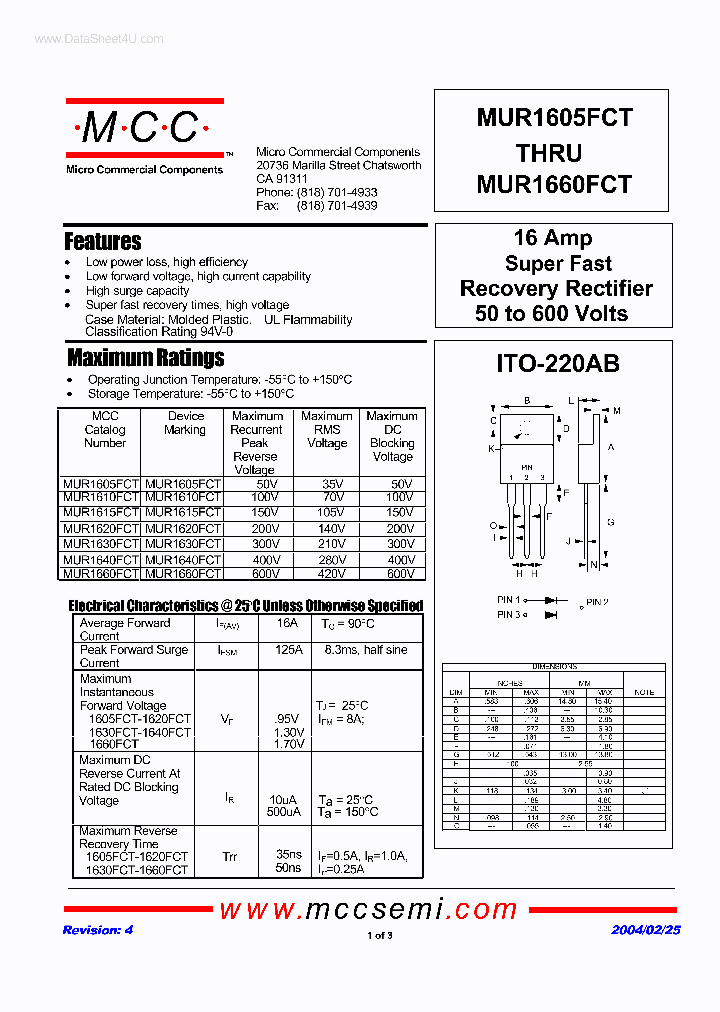 MUR1610FCT_2170772.PDF Datasheet