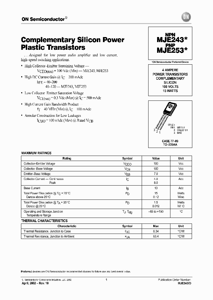 MJE243-D_2211549.PDF Datasheet