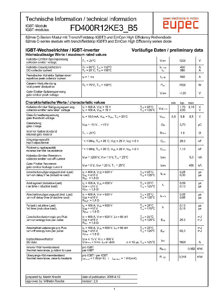 FD400R12KE3B5_2261484.PDF Datasheet