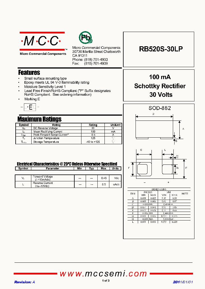 RB520S-30LP_2444500.PDF Datasheet