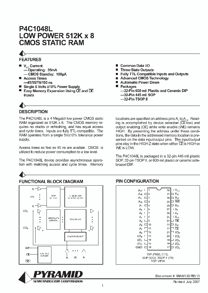 P4C1048L-70CWI_2465521.PDF Datasheet