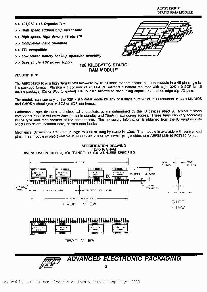 AEPSH128K16-85_2484325.PDF Datasheet