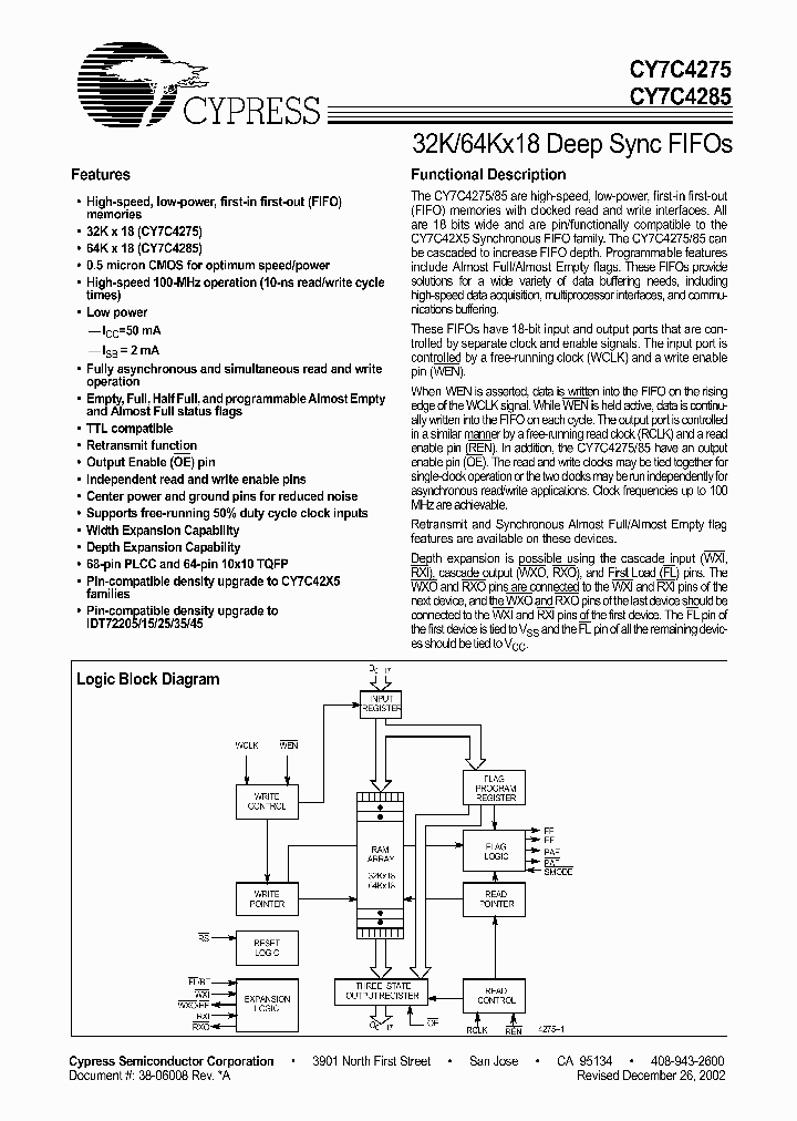 CY7C4275-10ASC_2612385.PDF Datasheet