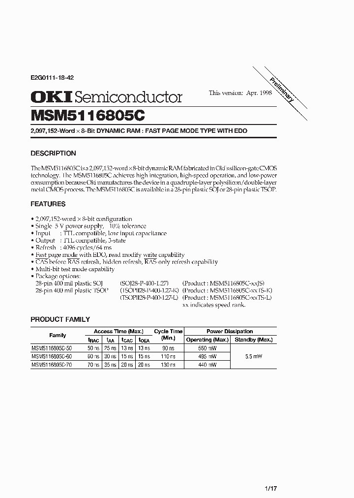 MSM5116805C-50TS-L_2662413.PDF Datasheet