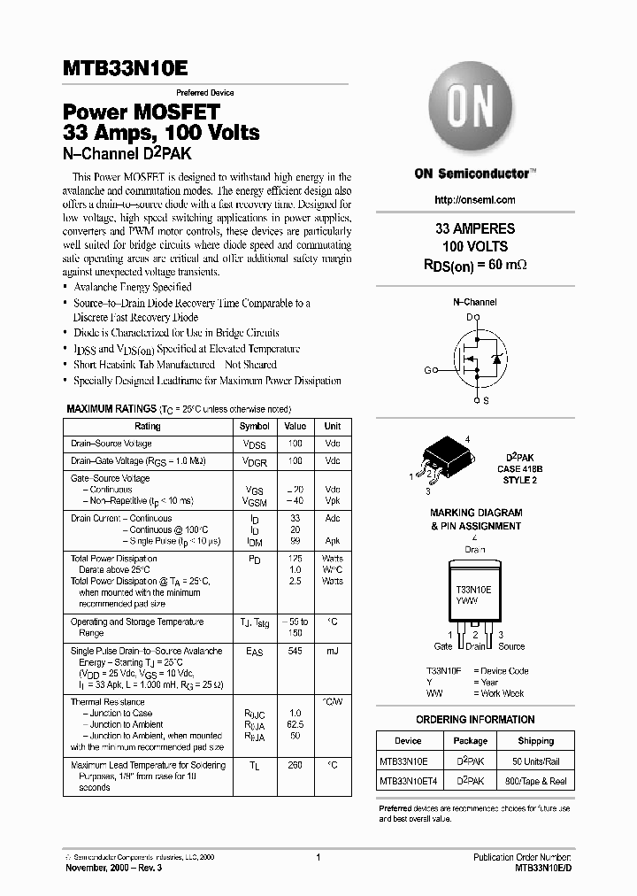 MTB33N10E-D_2666357.PDF Datasheet