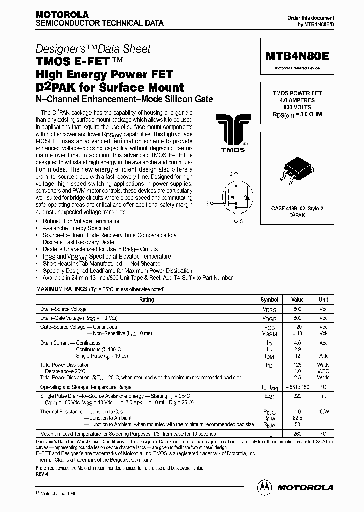 MTB4N80E-D_2666362.PDF Datasheet