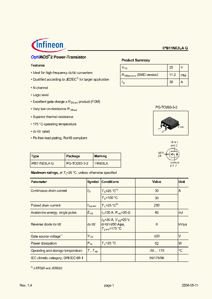 IPB11N03LAG_2754002.PDF Datasheet