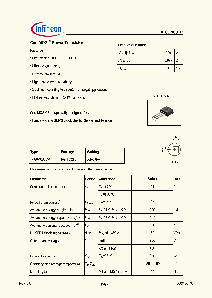 IPI60R099CP_2769723.PDF Datasheet