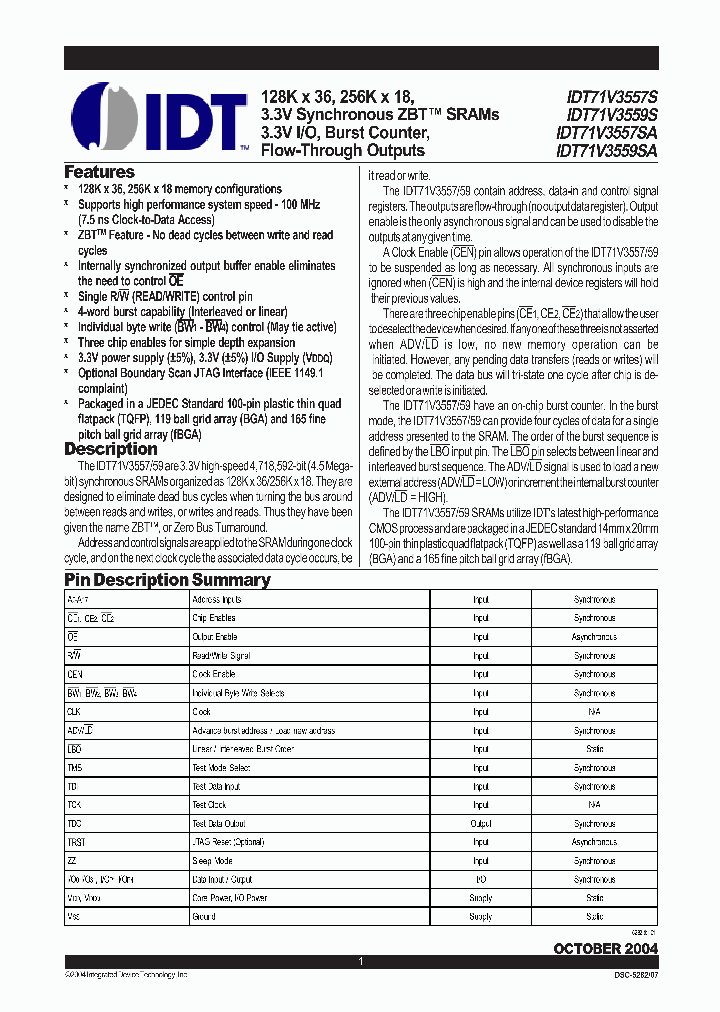 IDT71V3557S75PF_2810532.PDF Datasheet