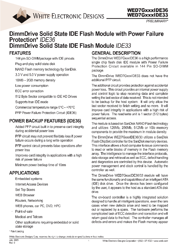 WED7G032IDE33ADC25_2855255.PDF Datasheet