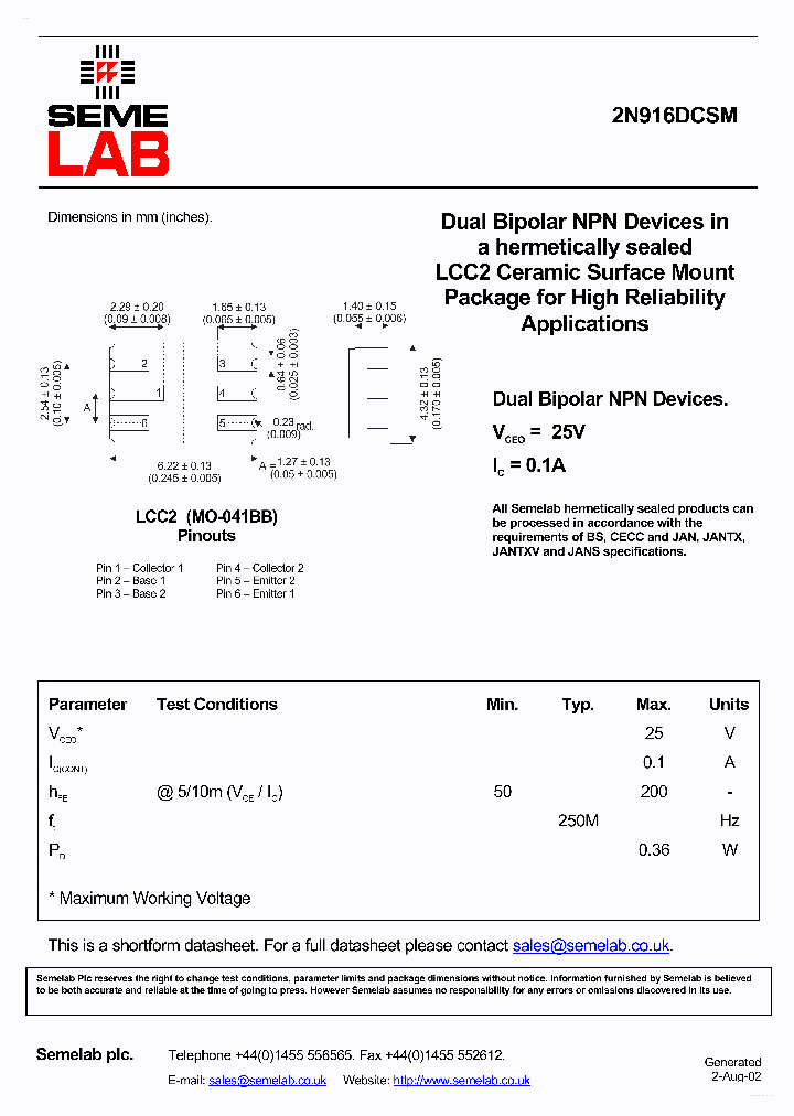 2N916DCSM_2873367.PDF Datasheet