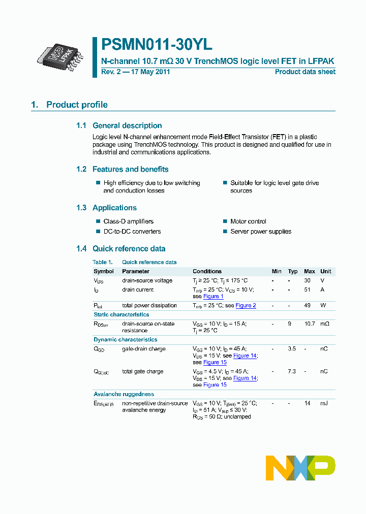 PSMN011-30YL_2891886.PDF Datasheet