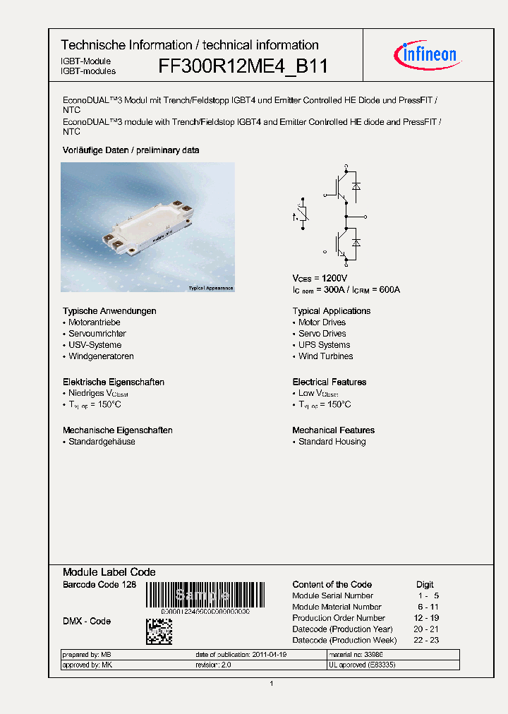 FF300R12ME4B11_2921139.PDF Datasheet