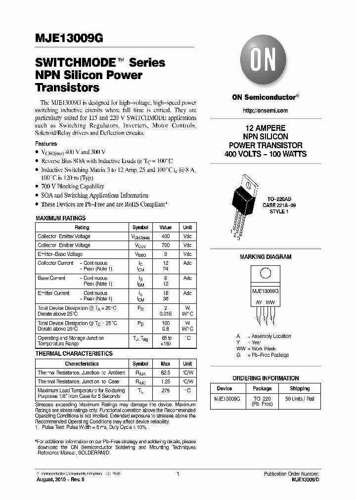 MJE13009G_2981699.PDF Datasheet