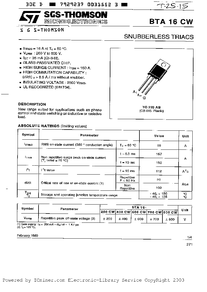 BTA16-200CW_2999960.PDF Datasheet