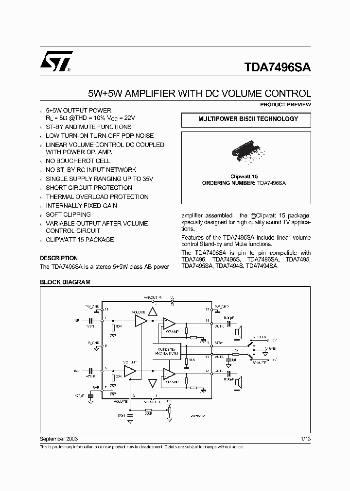 TDA7494SA_3059492.PDF Datasheet
