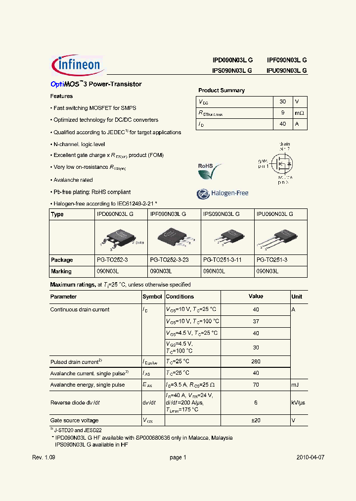 IPD090N03LG10_3143736.PDF Datasheet