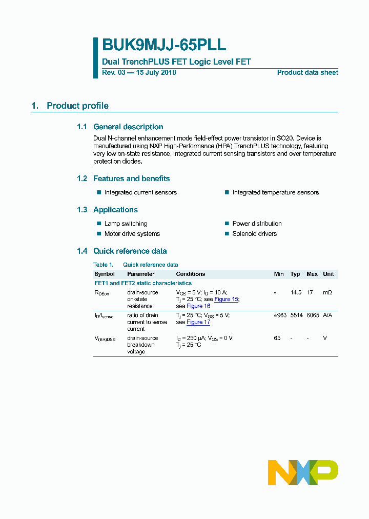 BUK9MJJ-65PLL_3193420.PDF Datasheet