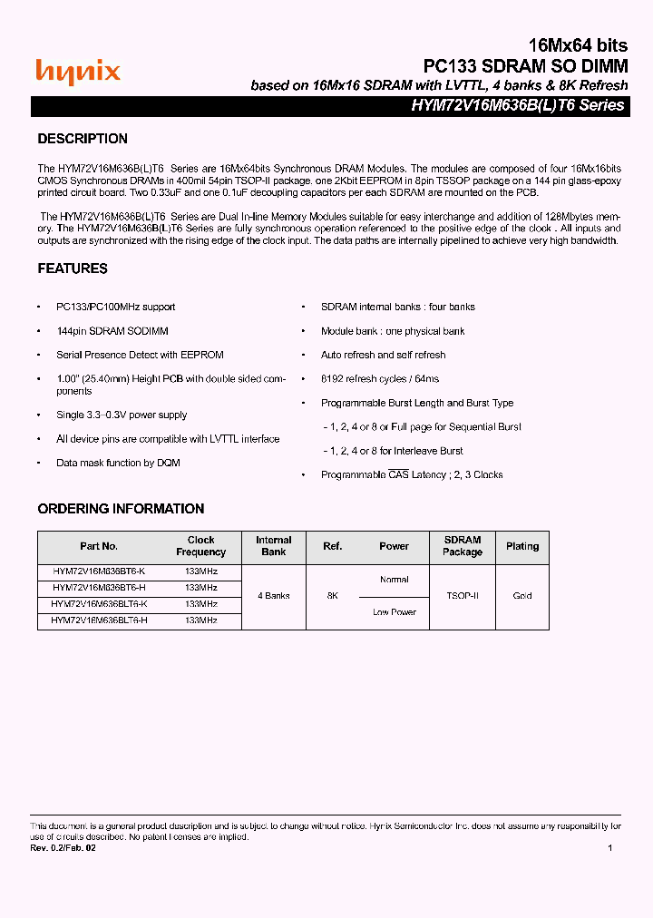 HYM72V16M636BLT6-H_3214309.PDF Datasheet