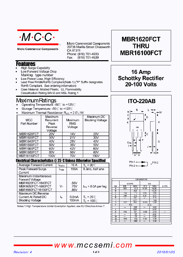 MBR1620FCT10_3229881.PDF Datasheet