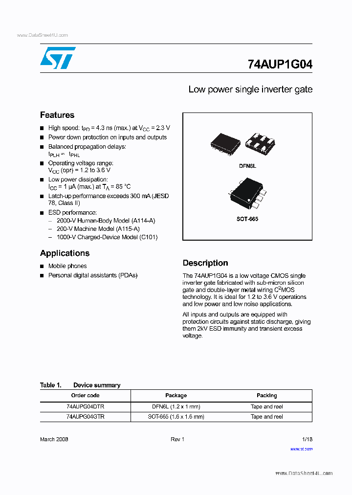 74AUP1G04_3233347.PDF Datasheet