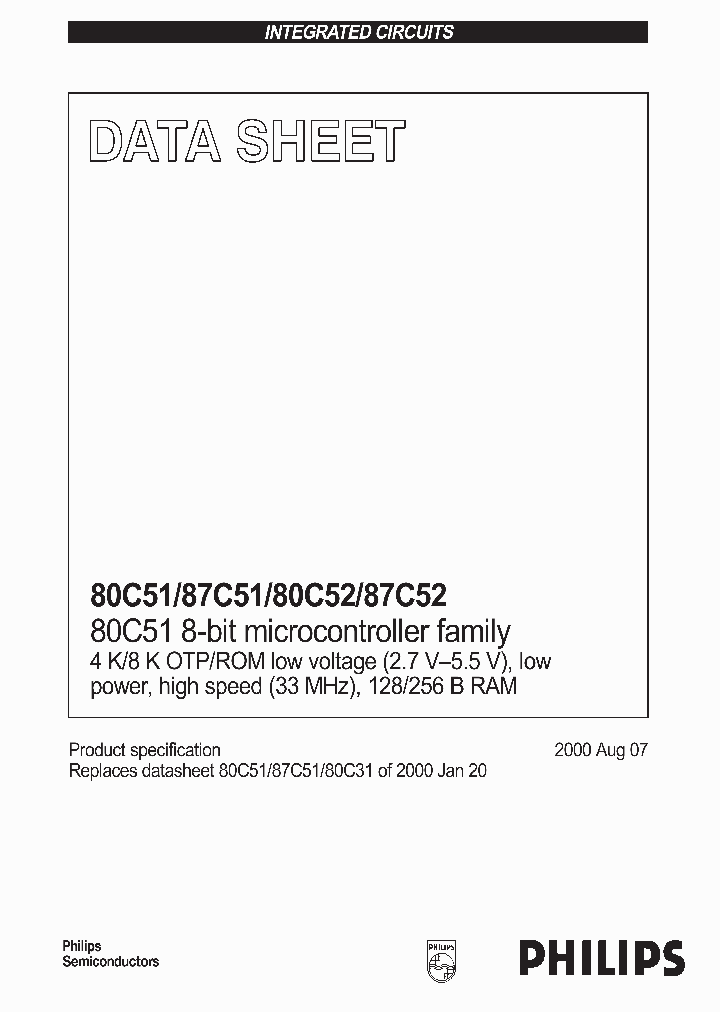 P87C52SFAA_3235983.PDF Datasheet