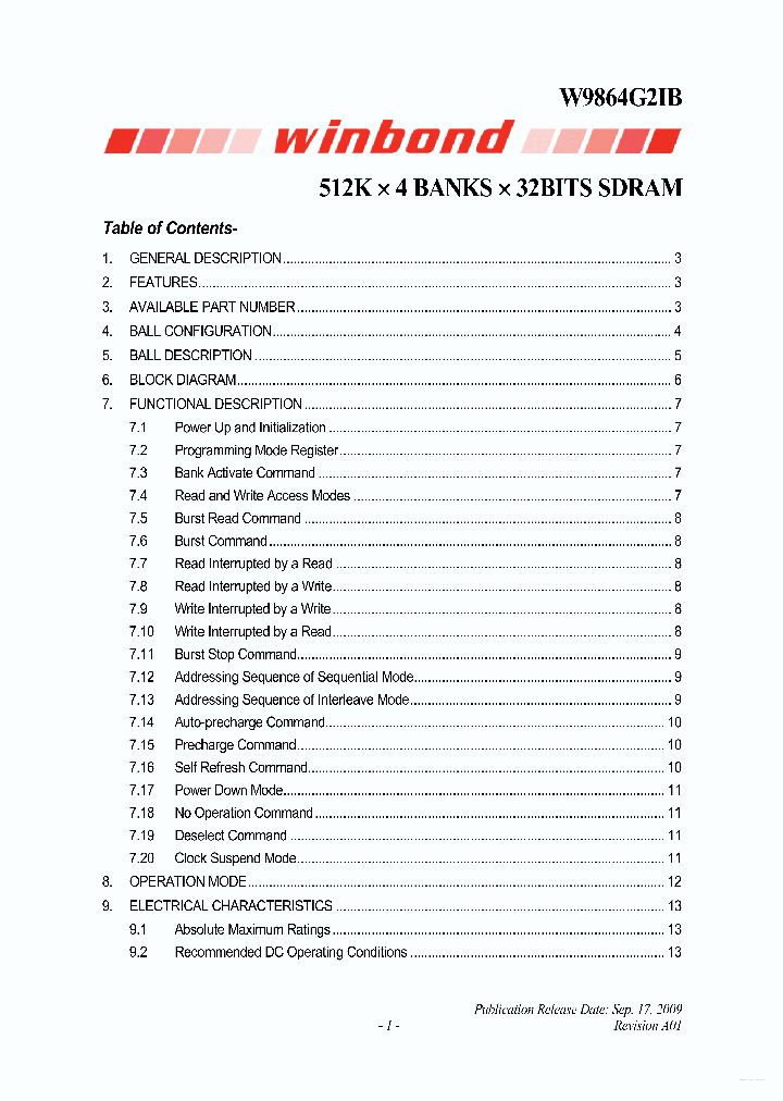 W9864G2IB_3304345.PDF Datasheet