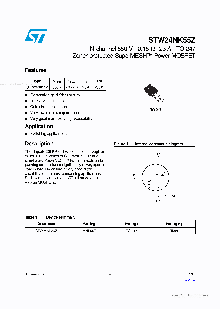 STW24NK55Z_3304346.PDF Datasheet