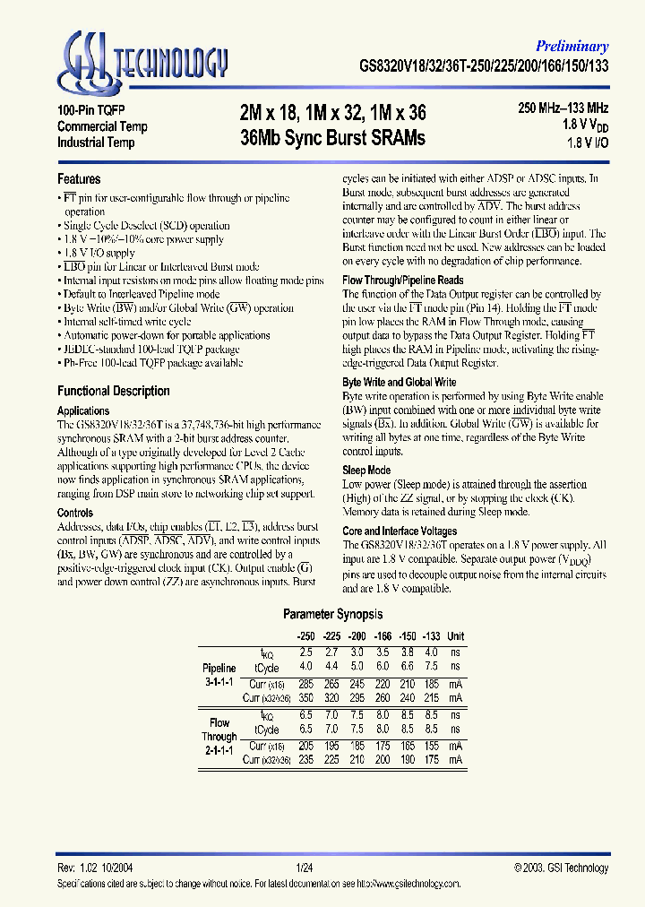 GS8320V36T-150_3336559.PDF Datasheet