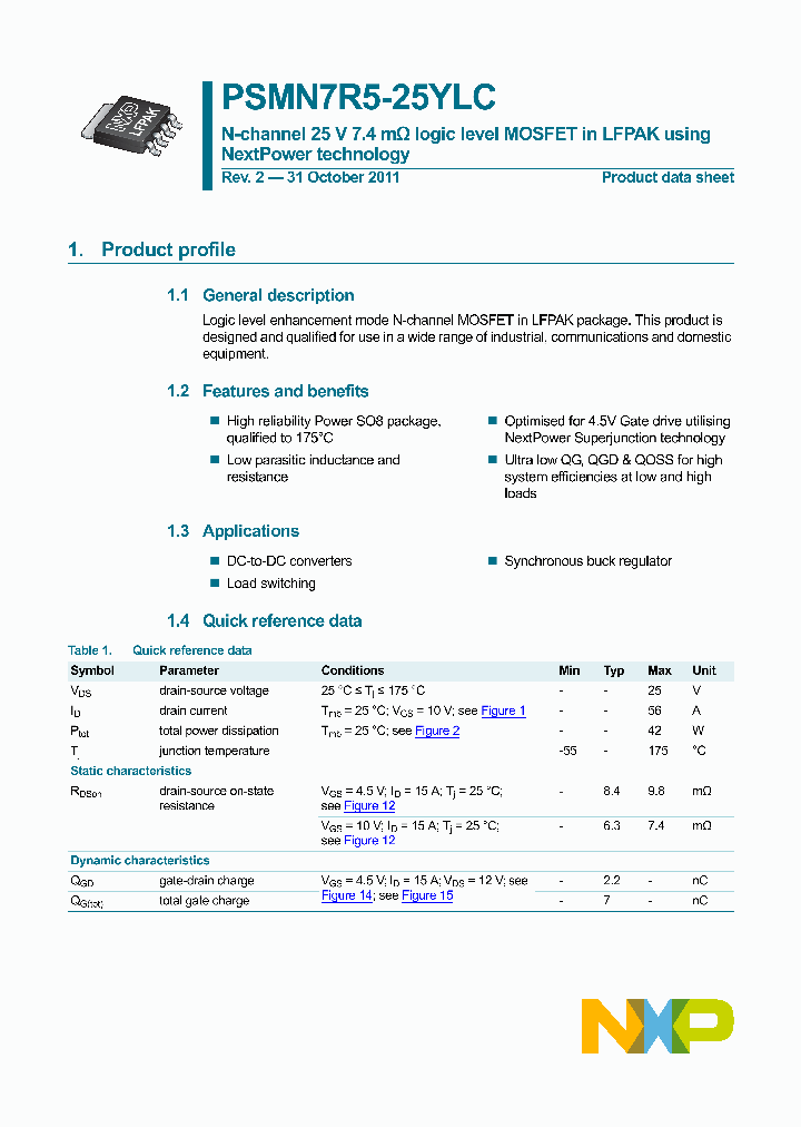 PSMN7R5-25YLC_3347063.PDF Datasheet