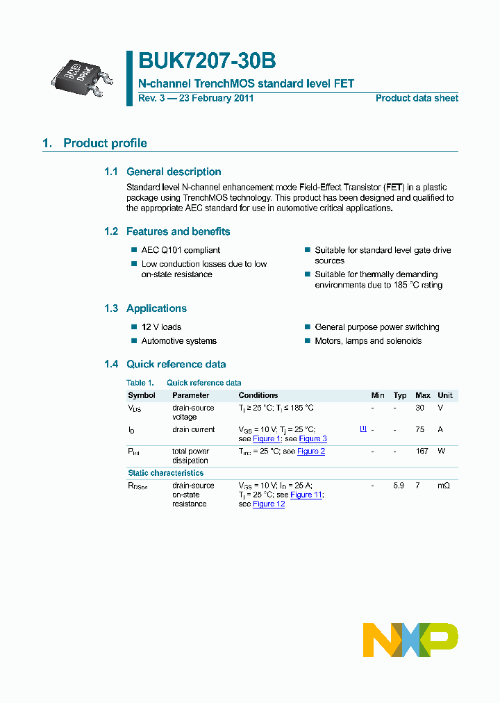 BUK7207-30B_3418637.PDF Datasheet
