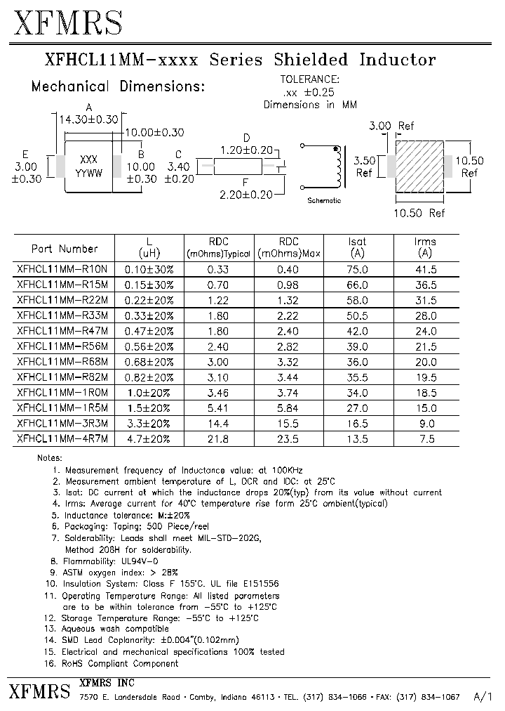 XFHCL11MM-1R0M_3438357.PDF Datasheet