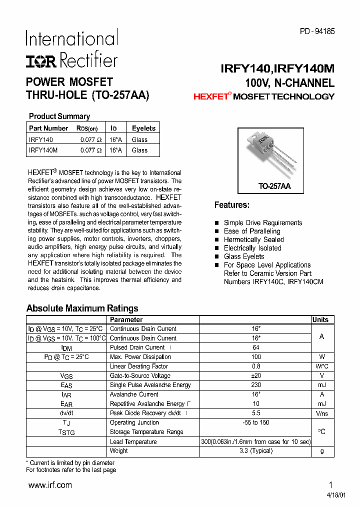 IRFY140_3625044.PDF Datasheet