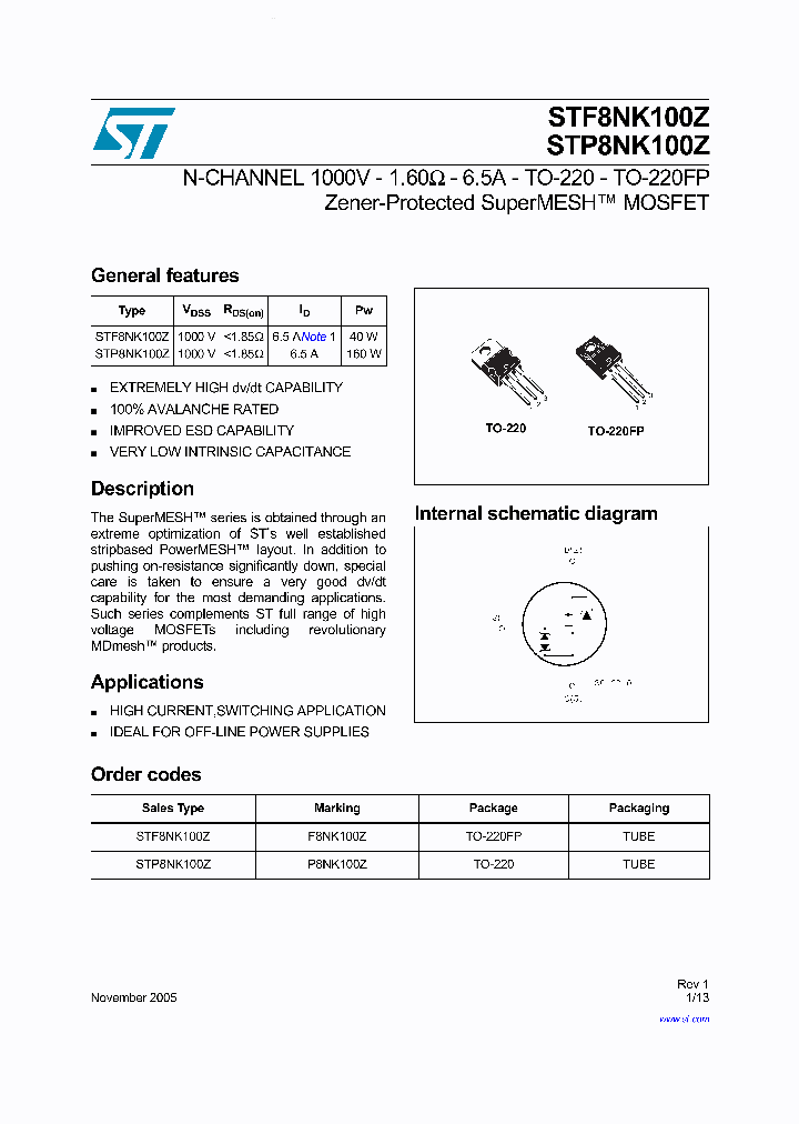 STP8NK100Z_3654678.PDF Datasheet
