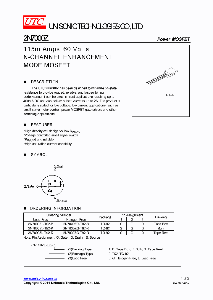 2N7000ZL-T92-B_3661685.PDF Datasheet